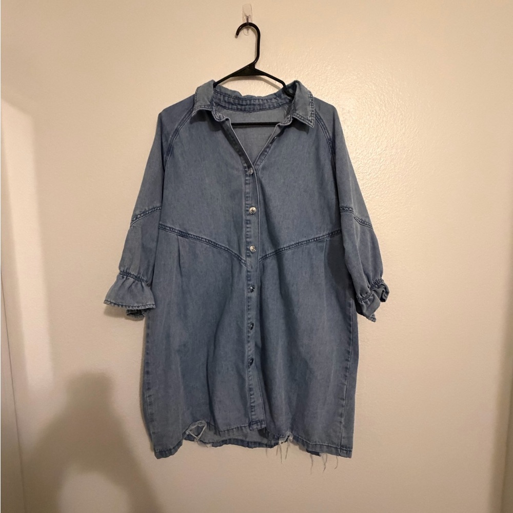 Light Blue Denim Shirt Dress